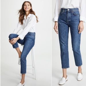 Agolde Riley High Rise Straight Crop Air Blue